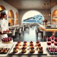 DALL·E 2025-07-08 09.11.24 - A high-end pastry kitchen in a luxury Greek island hotel, now arranged for a professional photoshoot. On a marble counter are elegant desserts made wi